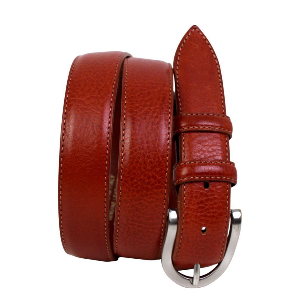 Handmade Italy BROWN REAL LEATHER 1 1/8"Wd CASUAL DRESS MEN'S BELT 38 (E77
